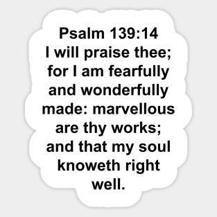 Psalm 139:14 King James Version Bible Verse Typography Sticker